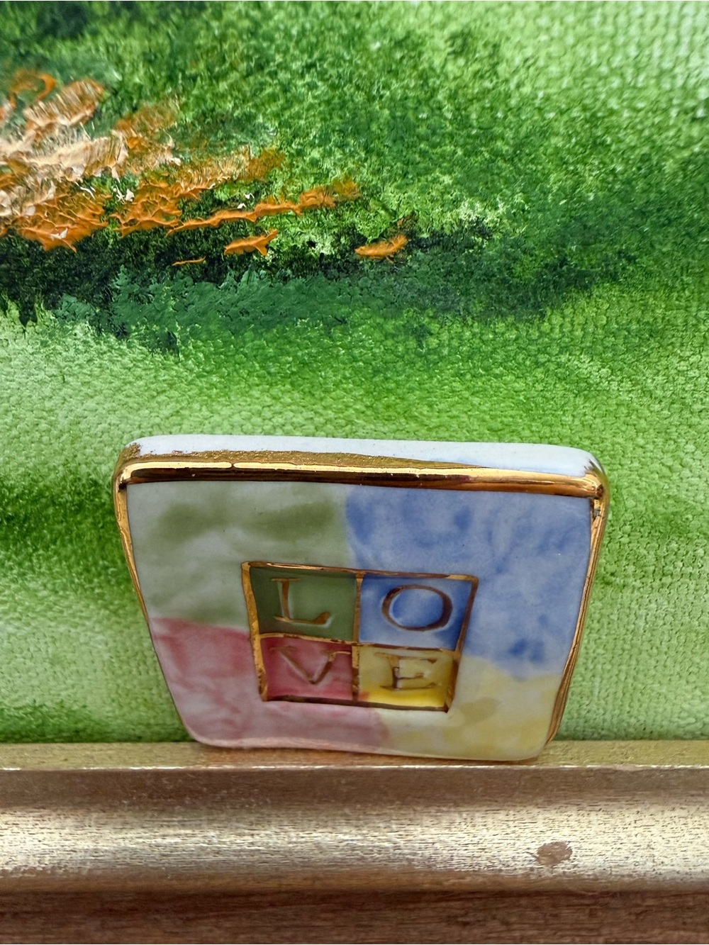 Ceramic 'LOVE' Square Brooch - Pastel Multicolor - Picture 4 of 6